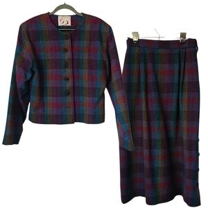 Vintage DonCaster Colorful Plaid Wool Two-Piece Suit